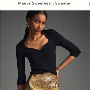 NWT- Maeve by Anthropologie sweetheart sweater- Black, size xxs